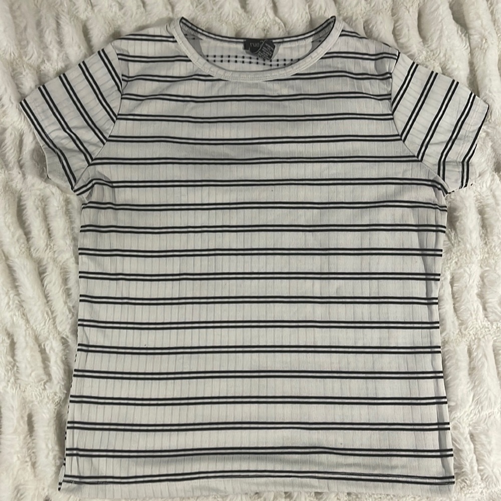 WOMEN’S Stripped Shirt White/Black Extra Large